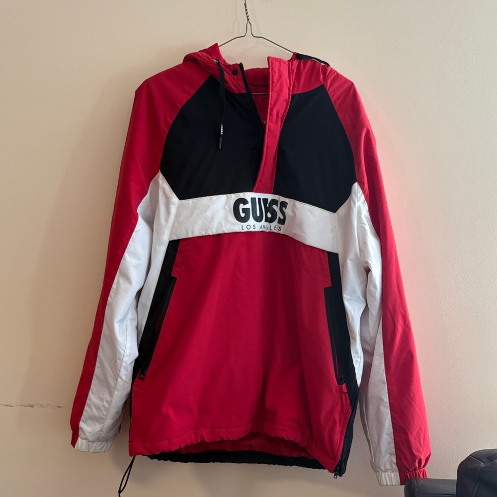GUESS Red and Black Jacket with White Accents